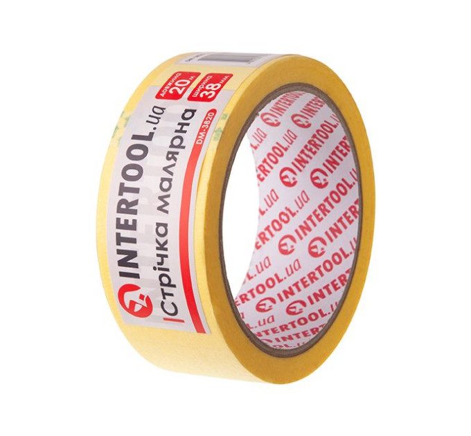 Стрічка малярська 38 мм, 20 м, жовта INTERTOOL DM-3820
