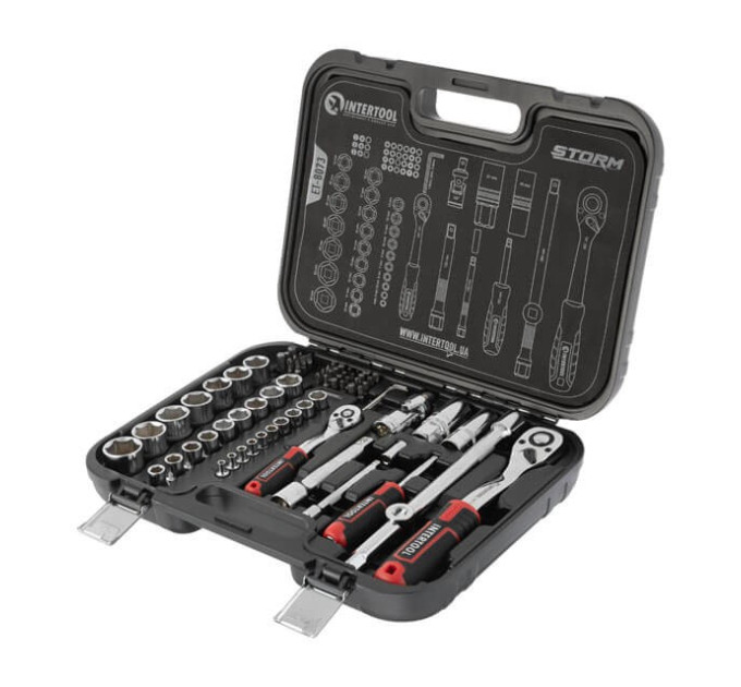 Набор инструментов 73 ед., STORM, 1/2", 1/4", Cr-V INTERTOOL ET-8073