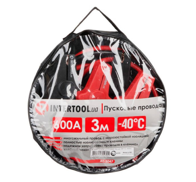 Пускові дроти 600 А, 3 м, до -40°C, чохол INTERTOOL AT-3047