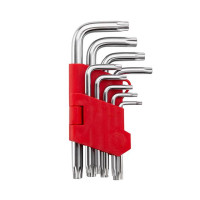 Набір ключів Г-подібних TORX з отвором 9 од., Т10-Т50, Cr-V INTERTOOL HT-0604