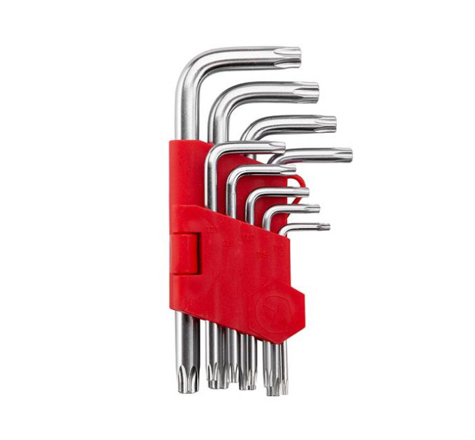 Набір ключів Г-подібних TORX з отвором 9 од., Т10-Т50, Cr-V INTERTOOL HT-0604