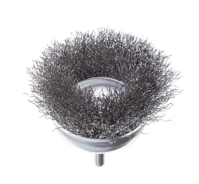 Щітка чашкова 75 мм для дриля, 1/4" (кручений дріт) INTERTOOL BT-9075