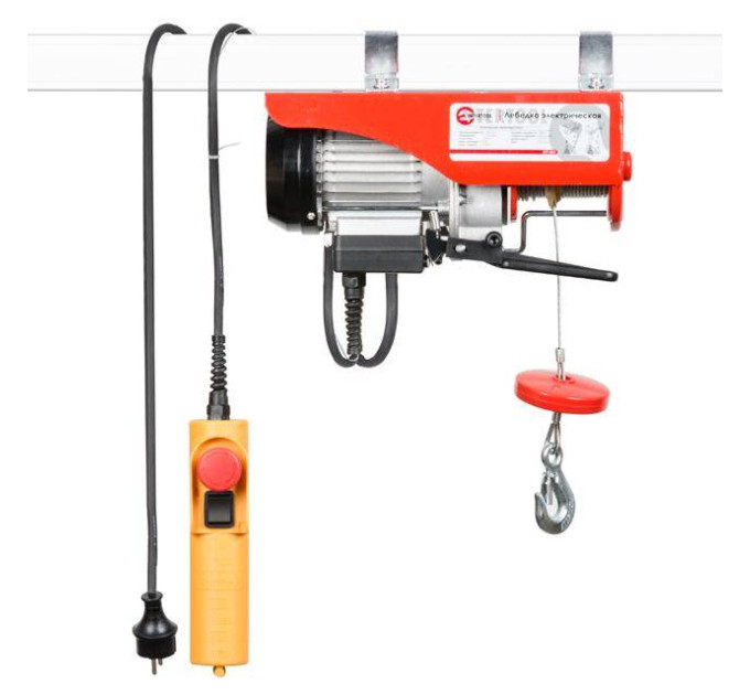 Лебедка электрическая 220/230 В, 500 Вт, 125/250 кг, тросик 3.0мм*12 м INTERTOOL GT1481