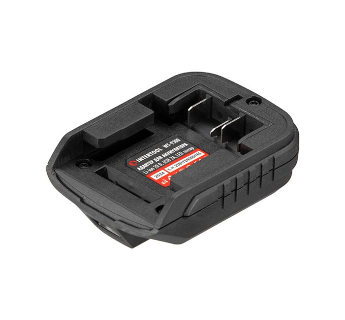 Адаптер для аккумулятора Li-ion 20 В, USB 2A, LED фонарь INTERTOOL WT-9300
