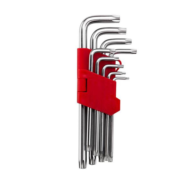 Набір ключів Г-подібних TORX подовжених 9 од., Т10-Т50, Cr-V INTERTOOL HT-0608
