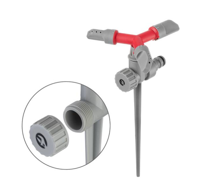 Дождевальное устройство круговой вращающейся головкой на колу, PP, ABS, Zinc alloy INTERTOOL GE-0055