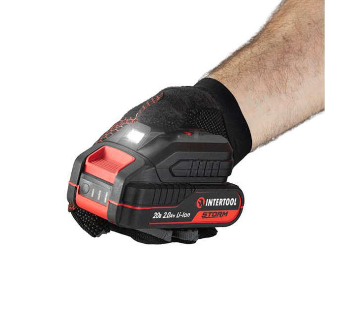 Адаптер для аккумулятора Li-ion 20 В, USB 2A, LED фонарь INTERTOOL WT-9300