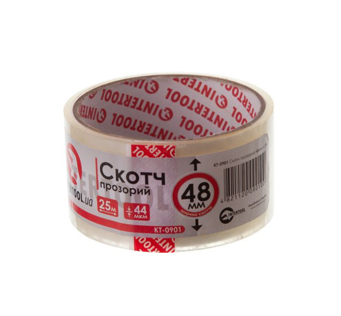 Скотч прозрачный 25м, 48мм, 44мкм INTERTOOL KT-0901