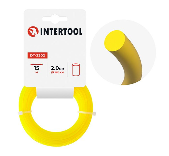 Леска для триммера "круг", 2,0 мм*15 м INTERTOOL DT-2302