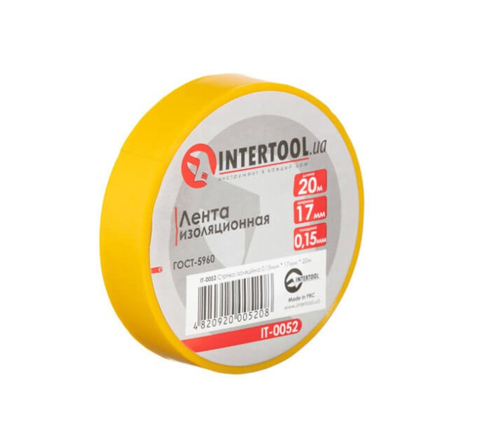 Стрічка ізоляційна 20 м, 17*0,15 мм, жовта INTERTOOL IT-0052