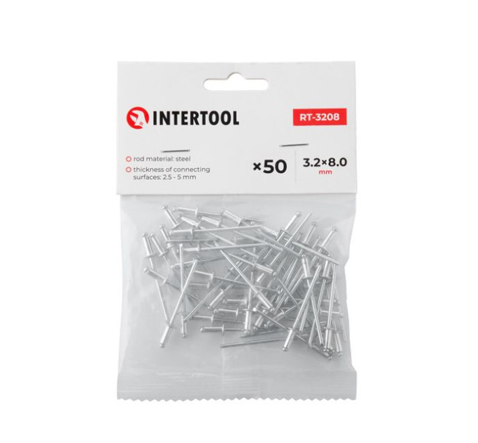 Заклепка алюминиевая 3.2*8.0 мм, 50 ед. INTERTOOL RT-3208