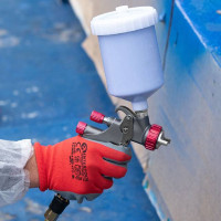 Перчатка трикотажная красная, покрытая серым нитрилом на ладони, 10" INTERTOOL SP-0124