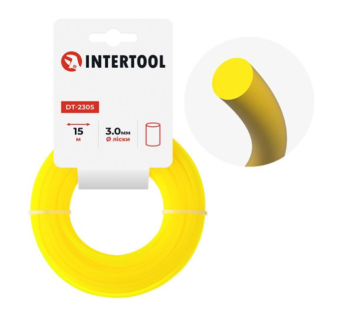 Волосінь для тримера "коло", 3,0 мм*15 м INTERTOOL DT-2305