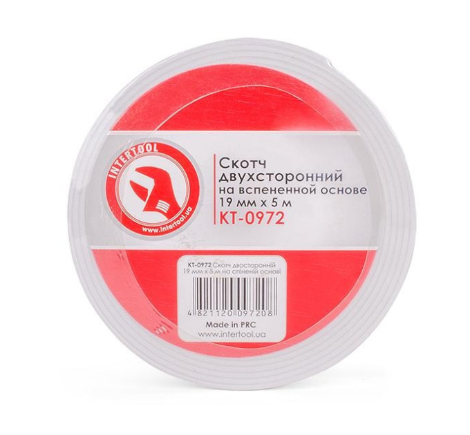 Скотч двухсторонний на вспененной основе 5 м, 19 мм INTERTOOL KT-0972