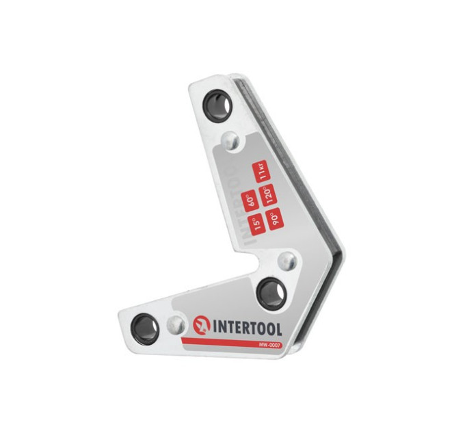Угольник магнитный для сварки, 15°, 60°, 90°, 120°, 11 кг, 75*85 мм INTERTOOL MW-0007