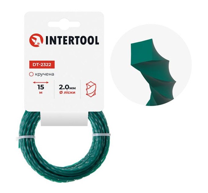 Леска для триммера "квадрат" витая, 2,0 мм*15 м INTERTOOL DT-2322