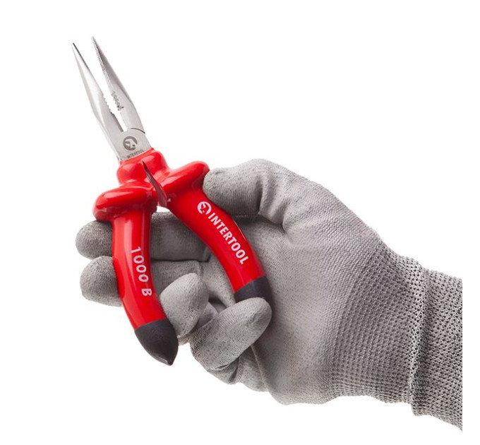 Долгогубцы прямые 160 мм, диэлектрические, Cr-V INTERTOOL NT-0326