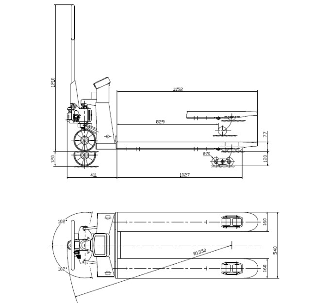 Тележка подъемная гидравлическая (Рокла) Holzmann HUB 25KG
