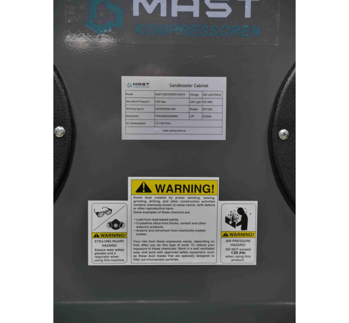 Піскоструминна камера MAST MSC1000FD+2DC15 (передні дверцята)