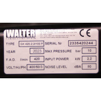 Компрессор поршневой WALTER GK 420-2,2/100 P Компрессор поршневой WALTER GK 420-2,2/100 P