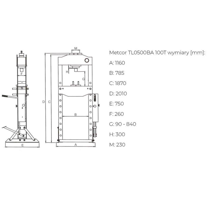 Пневматично-гідравлічний прес METCOR TL0500BA 100 т