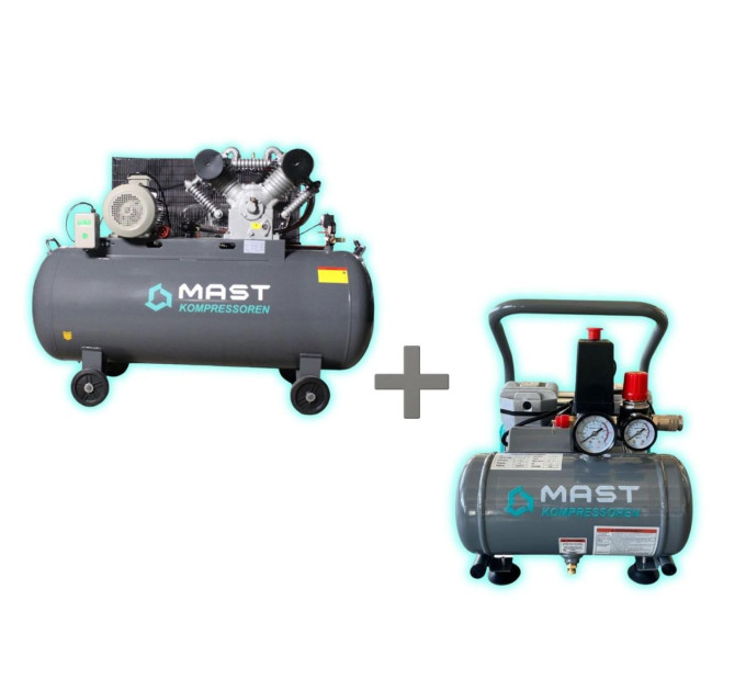 Поршневой компрессор MAST 2105/500L 400V + безмасляный поршневой компрессор Mast MOF1390/1100 compact