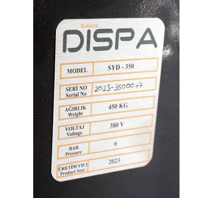 Полуавтоматическая дисковая пила с двойным пневмо-зажимом Dispa Makina S-YD 350
