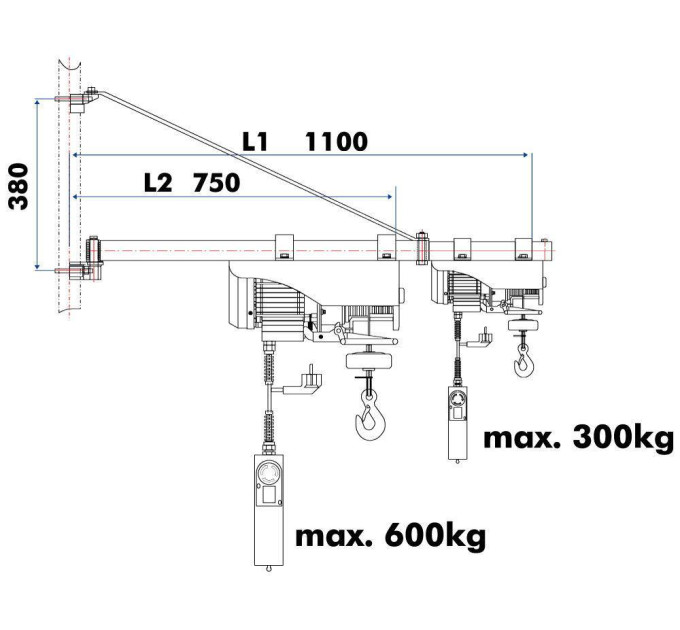Стрела поворотная для электрической тросовой тяги Holzmann SA 3001100
