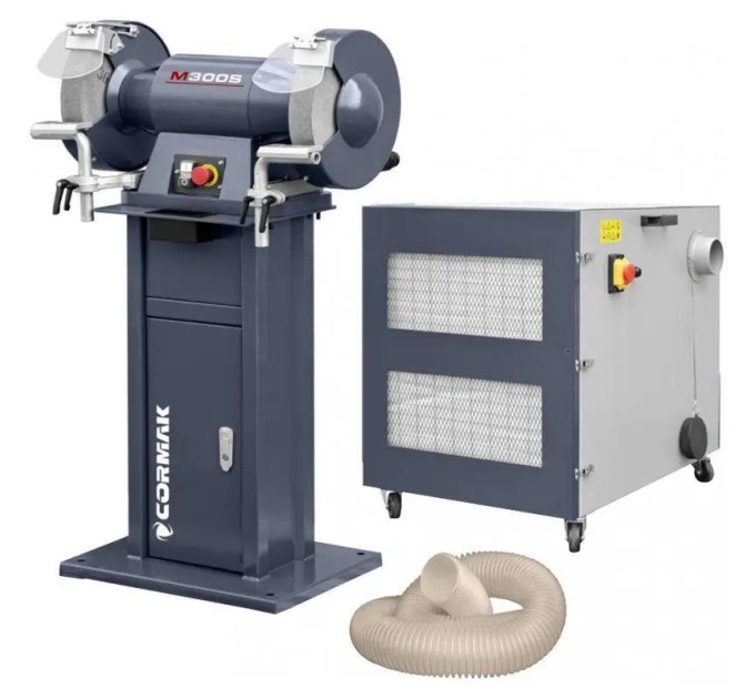 Двухдисковая шлифовальная машина CORMAK M300S с подставкой и вытяжкой MDC1500 400V
