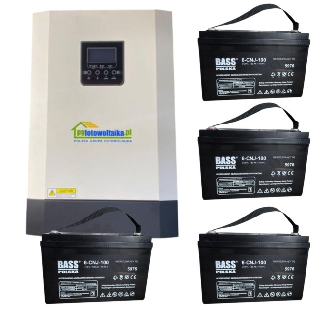 Солнечный фотоэлектрический инвертор OFF-GRID PGF OG-5500 MPPT 5.5KW + WiFi + аккумулятор Bass Polska AGM