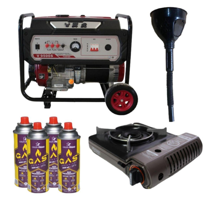 Бензиновий генератор EF Power V9500S + газова плитка Orcamp CK-505 + 4 газових картриджа 400 мл