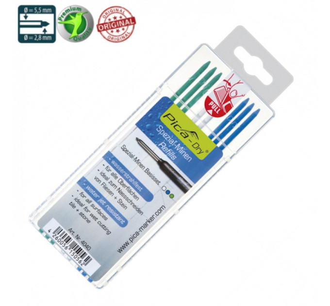 Стержни запасные Dry Special 4040 для PICA Dry водостойкие Water jet resistant, цветные, (8шт)
