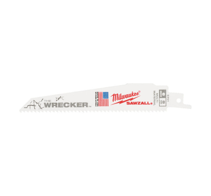 Полотно для шабельних пилок WRECKER MILWAUKEE, 150х3,6/2,3мм, (5шт), (метал, дерево з цвяхами)