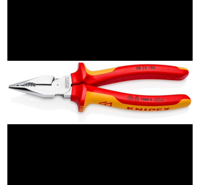 Пассатижи удлиненные (острогубцы) Ø13,0мм, 185мм VDE KNIPEX 08 26 185, хромированные