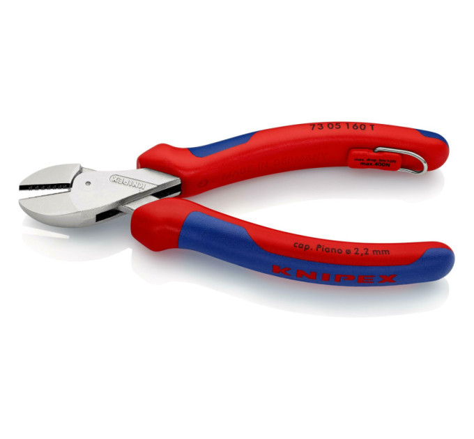 Кусачки боковые (бокорезы) компактные X-Cut, Ø12,0мм, 160мм KNIPEX 73 05 160 T BK, с страховкой,хром