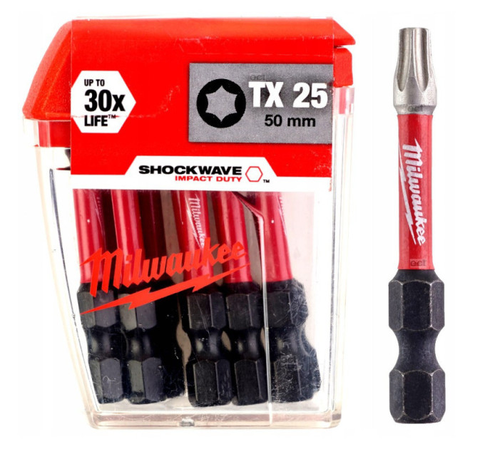 Бита SHOCKWAVE MILWAUKEE, TX25, 50мм, (10 шт)