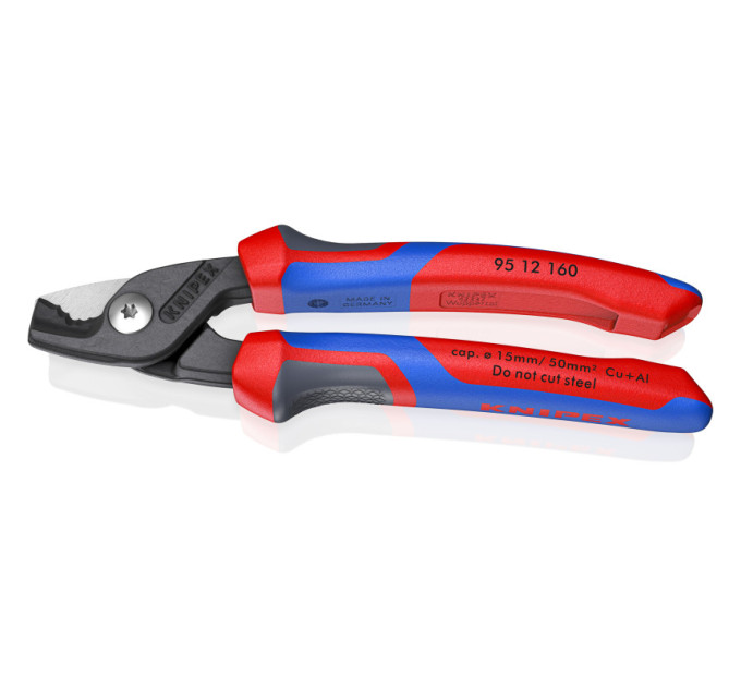 Ножницы для резки кабелей StepCut, Ø15мм / 50мм², 160мм KNIPEX 95 12 160, фосфатированные