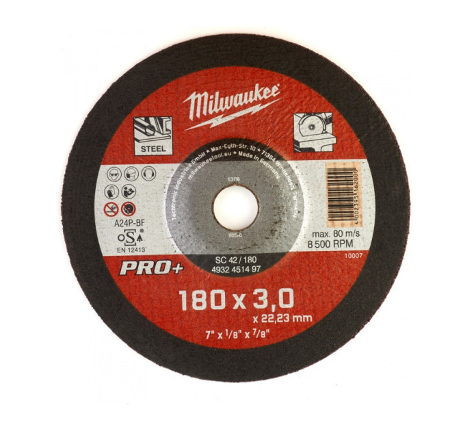 Диск отрезной по металлу MILWAUKEE, SC 42/180х3 PRO+, Ø180мм