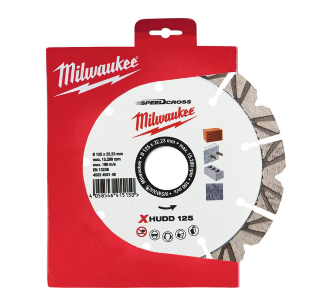 Диск алмазний Speedcross MILWAUKEE XHUDD 125, Ø125мм (залізобетон, граніт)