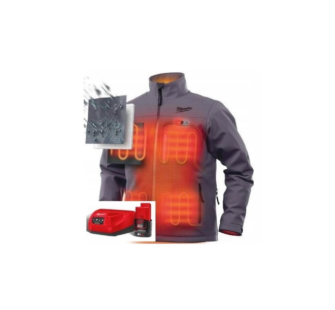 Куртка с подогревом MILWAUKEE M12 HJGREY5-201, серая, размер XL (ЗУ +1акк.Х2Ач)