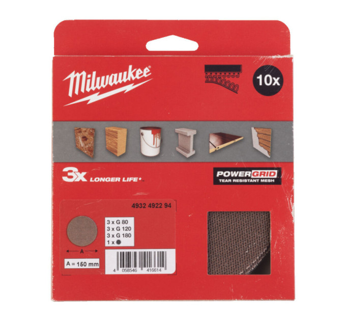 Набор сеток шлифовальных PG Mesh HL MILWAUKEE, Ø125мм (10шт)