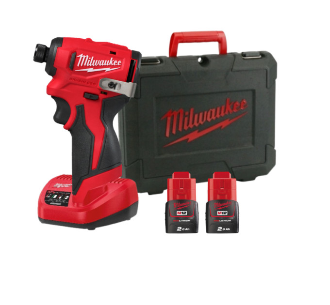 Шуруповерт ударный аккумуляторный MILWAUKEE (124Нм) M12 BLIDRC-202C (ЗУ+2акк.Х2Ач+кейс)