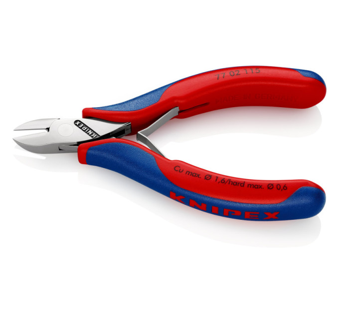 Кусачки боковые (бокорезы) для электроники, Ø1,6мм, 115мм KNIPEX 77 02 115, полированные