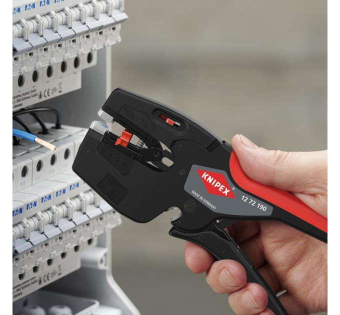 Стрипер автоматический 0,03-10мм² + клещи обжимные 4мм², NexStrip 180мм KNIPEX 12 72 190