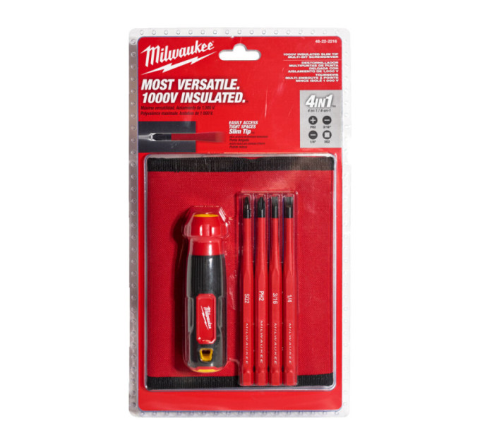 Набор отверток прецезионных изолированных VDE MILWAUKEE 4-в-1 (рукоятка VDE + 4 бит TORX VDE)