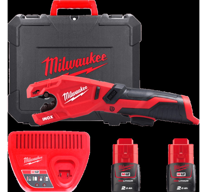 Труборез аккумуляторный по нержавеющей стали MILWAUKEE M12 PCSS-202C (ЗУ+2акк.Х2Ач+кейс)