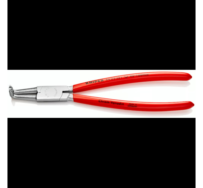 Щипцы для стопорных колец загнутые 90°, Ø40-100мм, 215мм KNIPEX 44 23 J31, (Ø2,3мм) хромированные