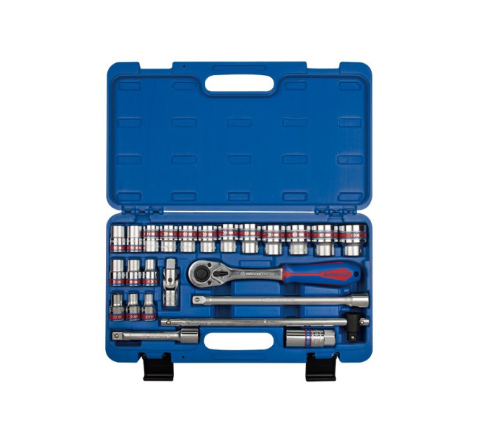 Набор головок 1/2" 24 ед. 12-ти гранные,короткие, дюймовые 1/2"-1-1/4" в кейсе