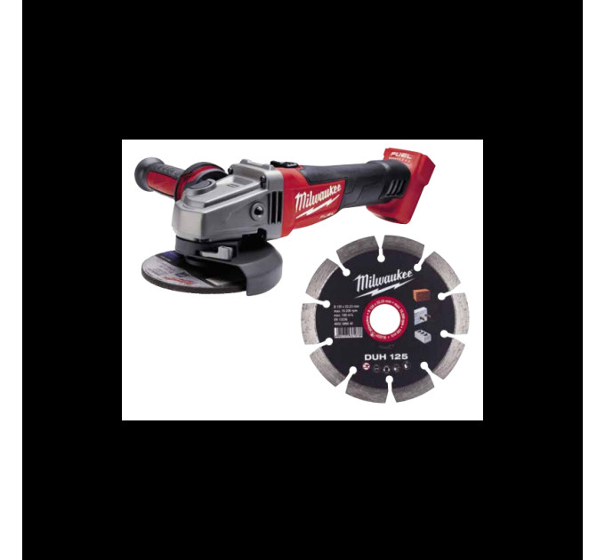 Шлифмашина угловая аккумуляторна MILWAUKEE, M18 FSAG125X-0, Ø125мм + Диск MILWAUKEE DUH 125 (10шт)