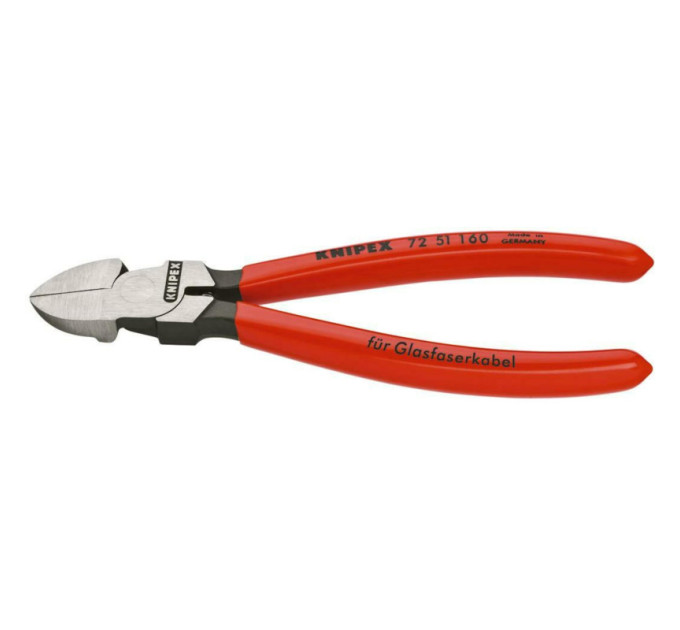 Кусачки боковые (бокорезы) для световодов (оптоволокно), 160мм KNIPEX 72 51 160, фосфатированные